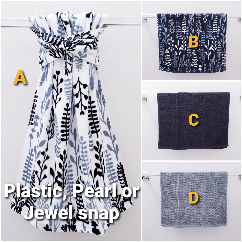 💙New! #9108 ■Greenery print Hang'N'Snap HAND Towel🤍Select Snap
